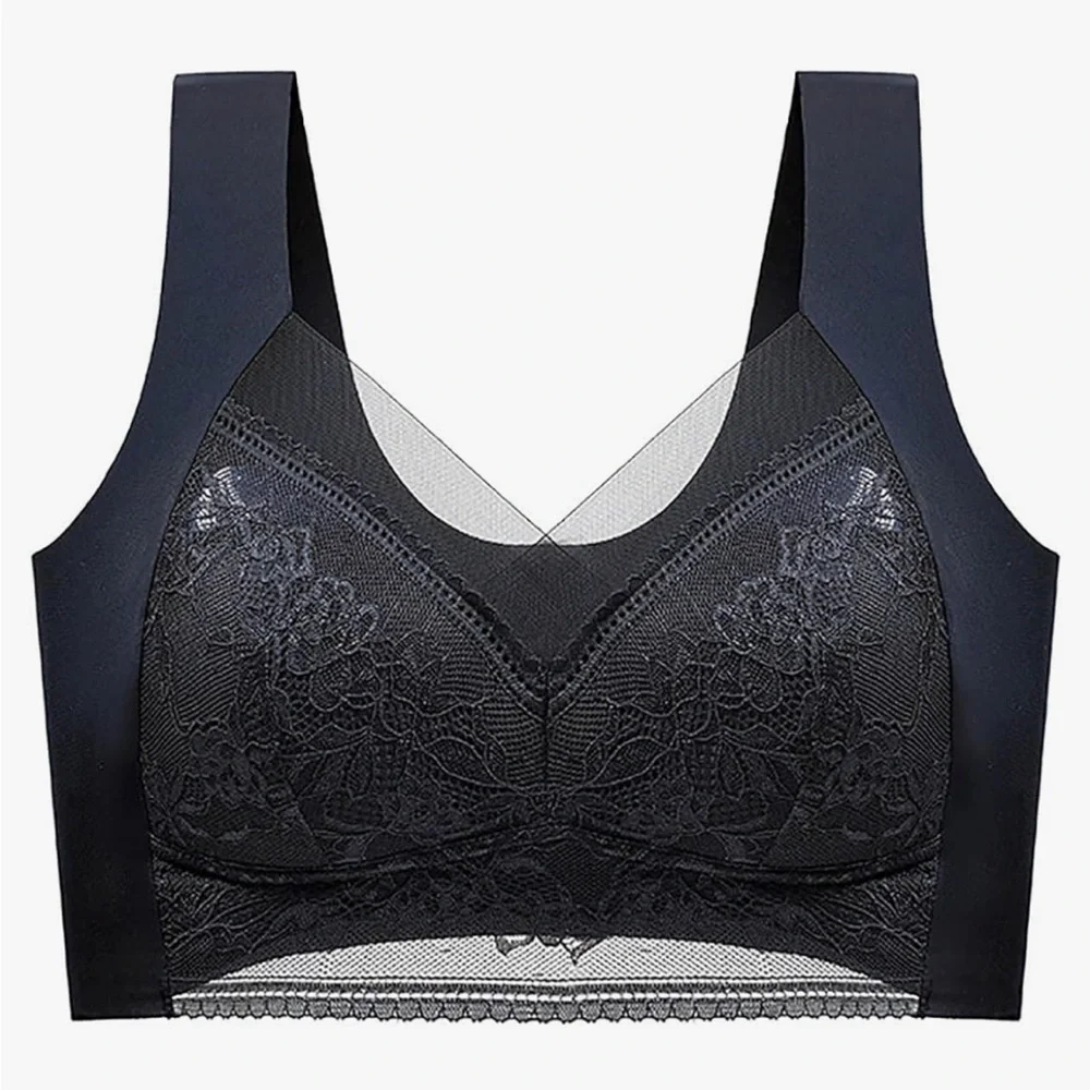 2 NWOT Seamless Lace Bras Sports, Solid Push Up Wireless Bras